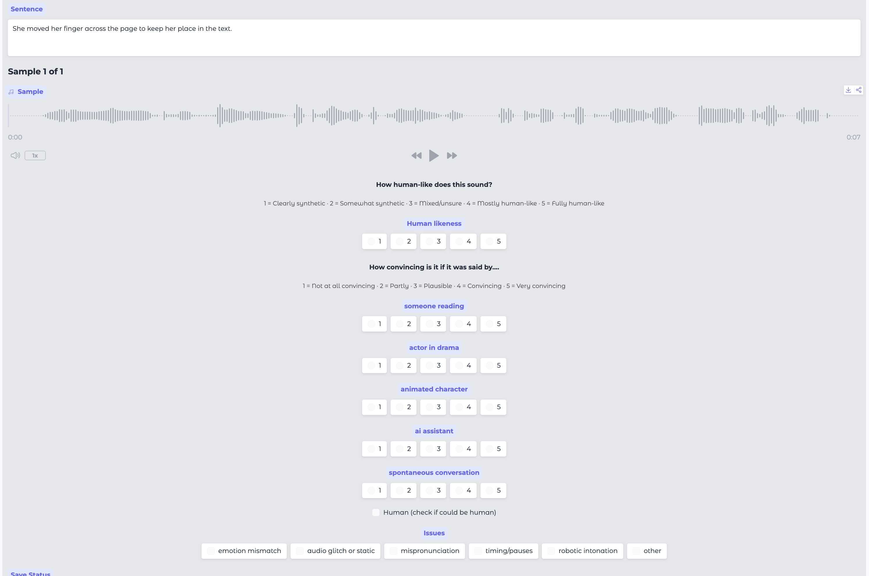 Audio labeling interface screenshot